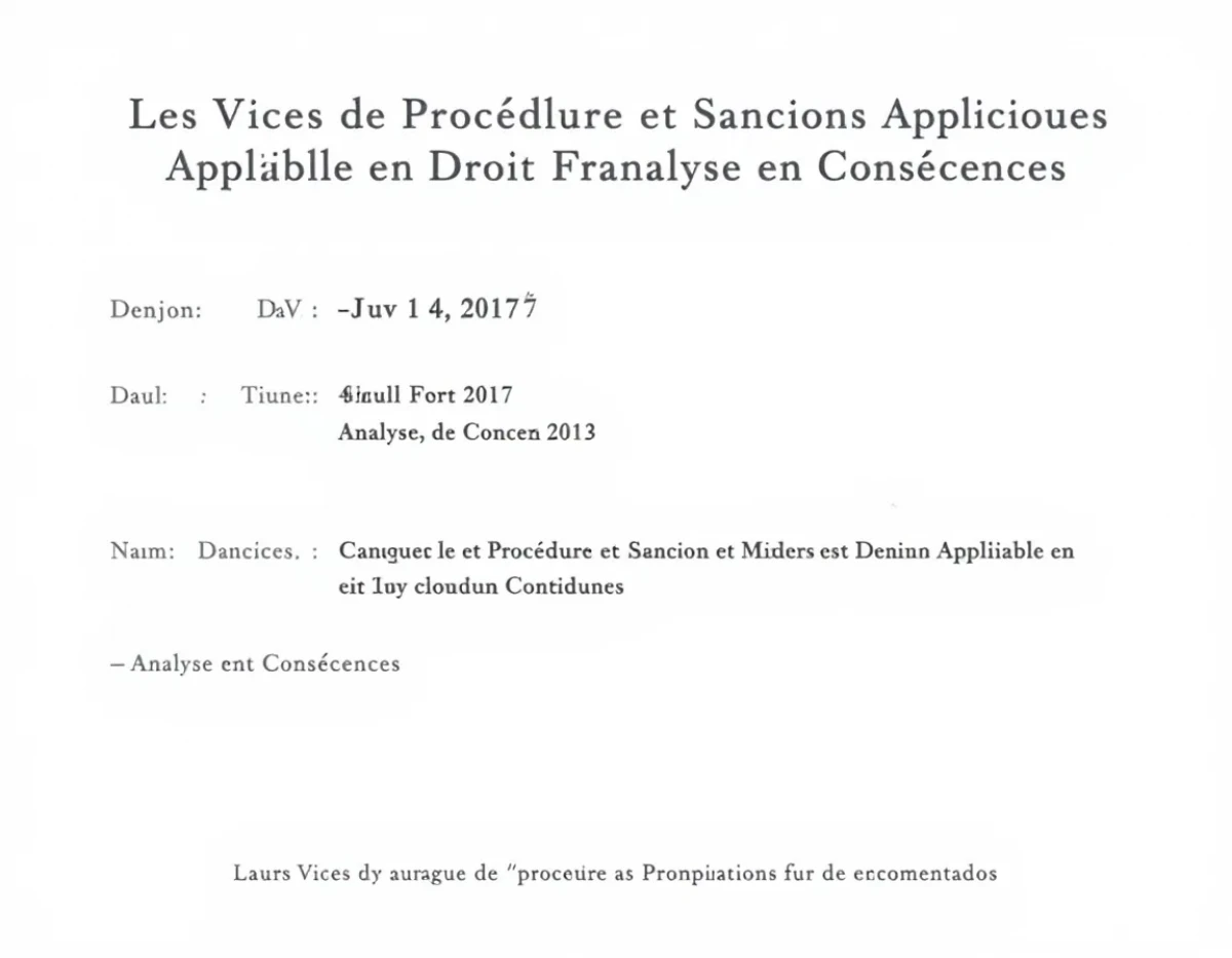 Les Vices de Procédure et Sanctions Applicables en Droit Français : Analyse et Conséquences